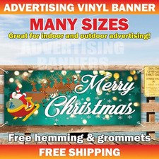Merry Christmas Advertising Banner Vinyl Mesh Sign Xmas Holidays Happy New Year
