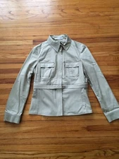 Women's Anne Fontaine Beige Double Zip Removable Crop Top Jacket 2 in 1 