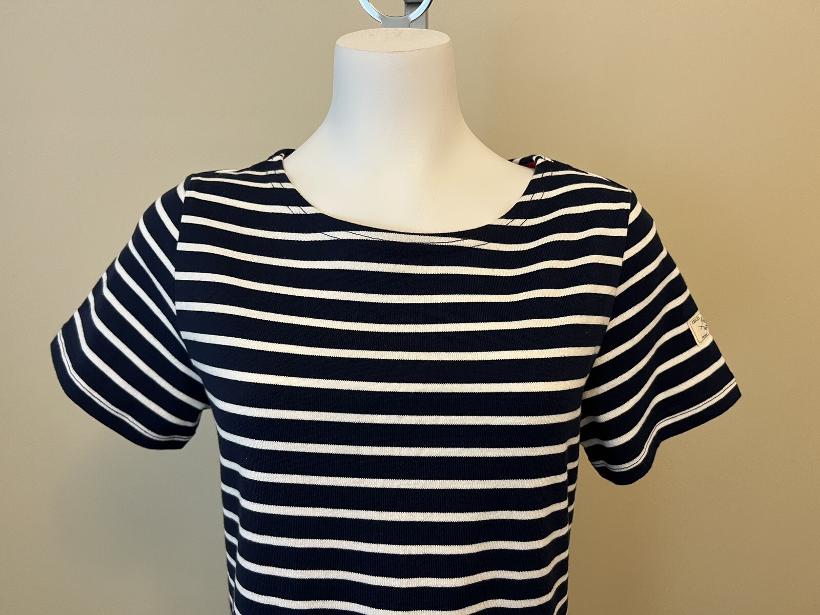 Joules Womens Size 8 Blue and White Striped Short Sleeve Dress