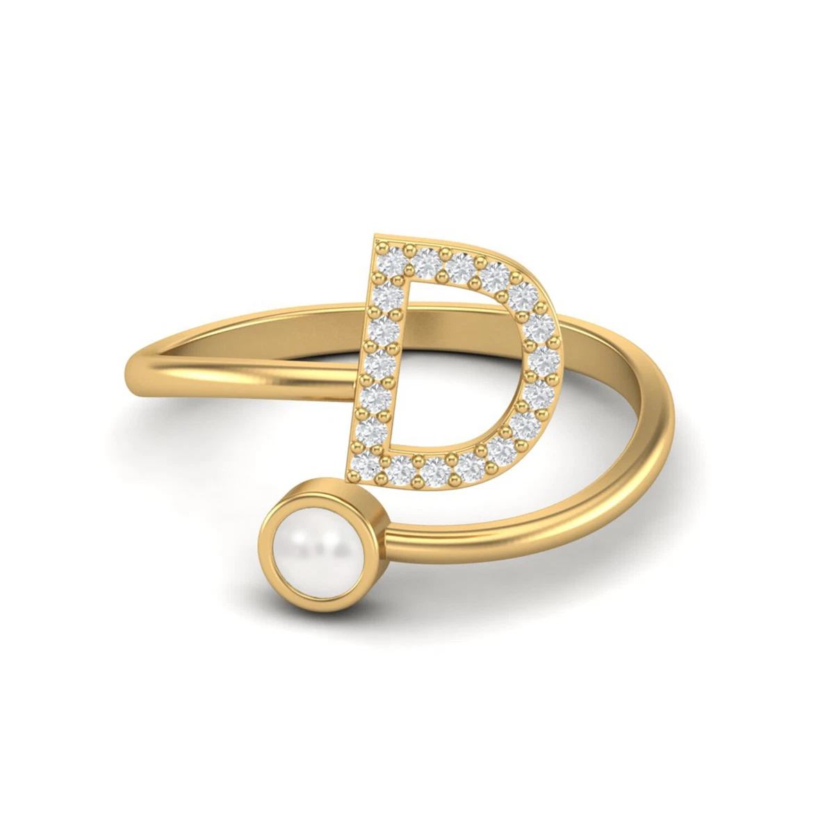 14kt yellow gold diamond pearl open ring