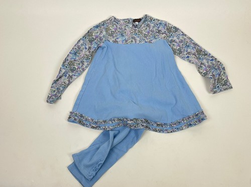 Rabbitt Moon Boutique Girls Outfit Tunic Dress Pants Purple Blue Floral SZ 6y 6 - 第 1/12 張圖片