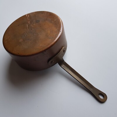 Vintage Messing Kupfer Kochtopf Topf 1 Tasse Schaufel klein 9cm Ausgießer Englisch