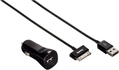 Hama Set with USB Car Charger and USB 2.0/Samsung 30 Pin Cable, Galaxy, Note,