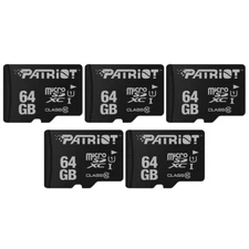 Patriot LX 64GB SDXC Class 10 USH-I Highspeed MicroSDXC Flash Memory Card 5-PACK