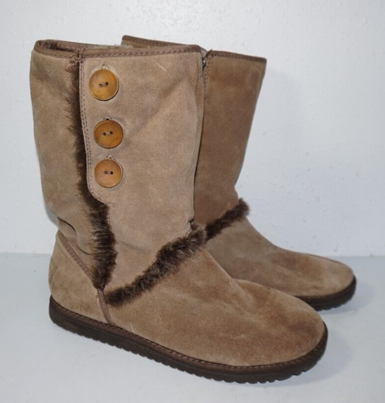 Tamaris Tan Suede Leather Faux Fur Lined Winter Boots Womans Sz 39