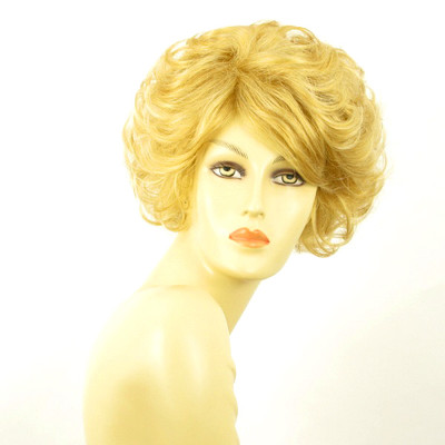 Perruque Femme Courte Blonde Dorée Claire MARIE LOU LG26 - Synthétique Bouclée, Longueur 35cm