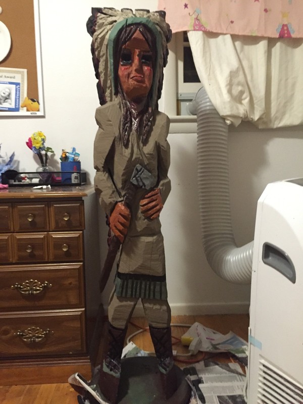 Large Hand Carved Wooden Cigar Store Indian