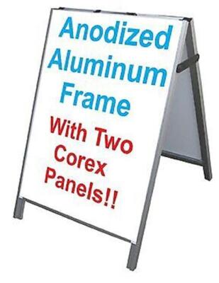Aluminum A-Frame 24''x36'' Double Sided Sidewalk Sign w/2 White Corex Panels