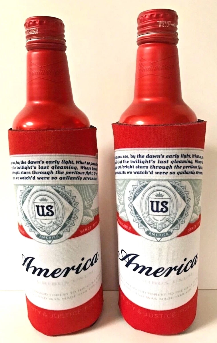 Budweiser AMERICA Logo Beer Koozie - Fits 16 oz Aluminum Can - Two (2) New  & F/S