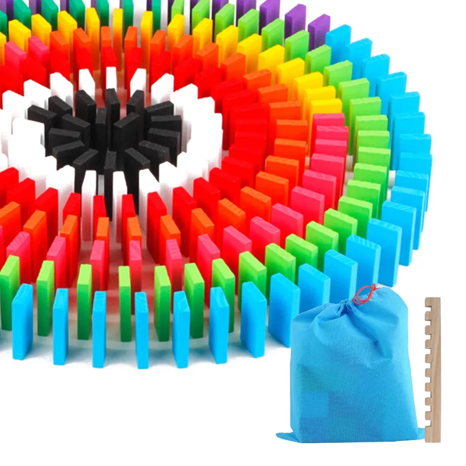 240pcs Colourful Wooden Tumbling Dominoes Games For Kids Childrens Fun Play Toys - Image 2 of 4