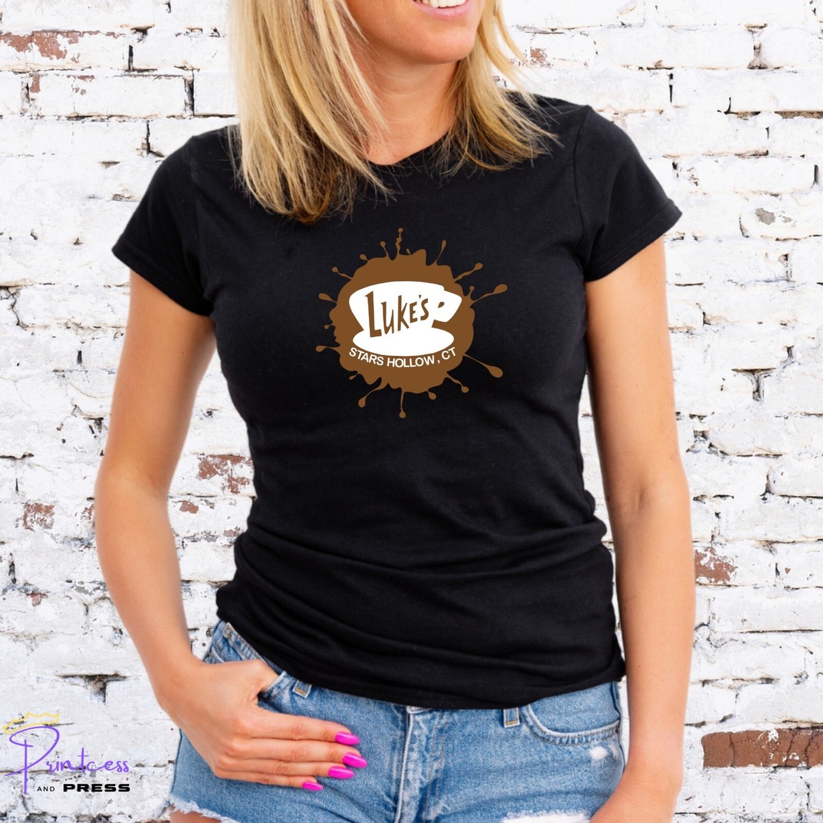 LUKE'S DINER T-SHIRT, COFFEE CUP SPLASH DESIGN, GILMORE GIRLS, Unisex/Lady  Fit