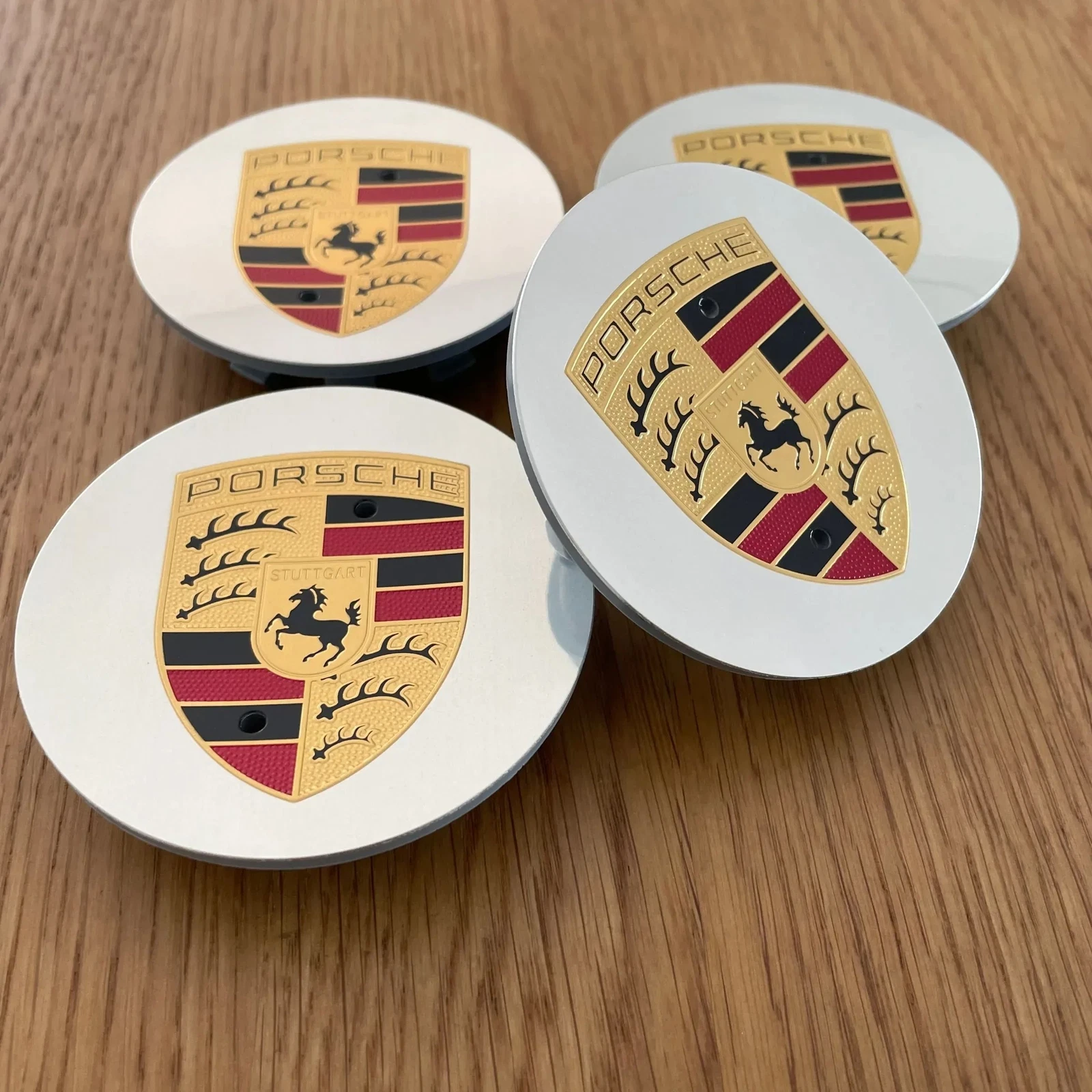 4x 76mm Porsche Nabendeckel Felgendeckel Radkappen Chrom – Bild 4