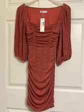 Lily Whyt Cocktail Dress Size Small NWT Stretch Burnt Orange Cocktail Evening