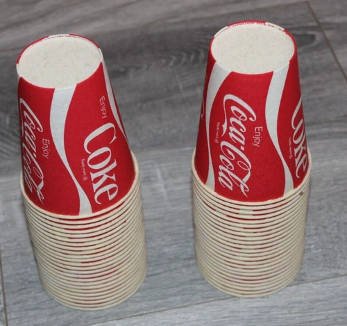 Vintage COCA-COLA 9oz. Wax Paper Cups Sweetheart Brand 1980s Unused Lot (48)