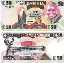 Zambia 50 Kwacha, 1986-1988 ND, P-28a, Uncirculated