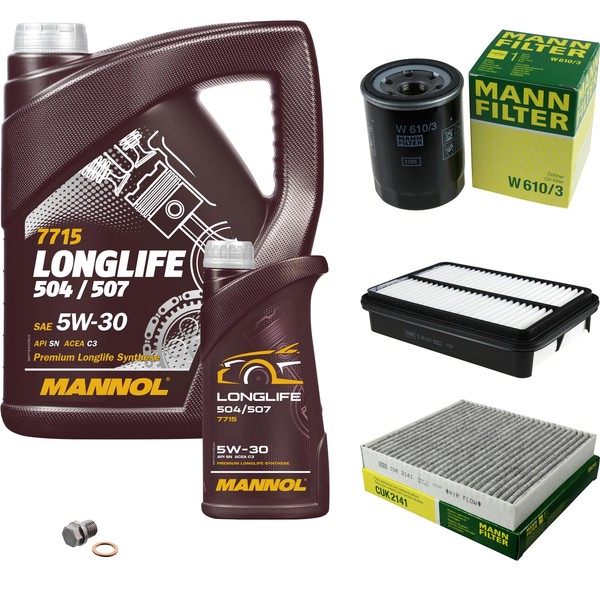 MANN-FILTER Inspektionspaket Mannol 6L Longlife 5W-30 FüR Mitsubishi Outlander-image