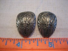 Pair Of Vintage Antique Silver Tone Metal Shoe Button Covers Cover - BC6