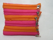 Alan Stuart New York Mini Coin Money Purse Retro Neon Pink & Orange 12 Zippers