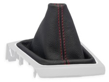 SCHALTMANSCHETT FUR HYUNDAI i20 II 2014-2020 SCHALTSACK LEDER SCHWARZ NAHT ROT