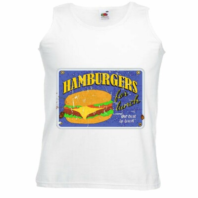 Tank Top DINER HAMBURGER ROUTE 66 KAFFEE CHEESEBURGER FAST FOOD DIÄT ABNEHMEN