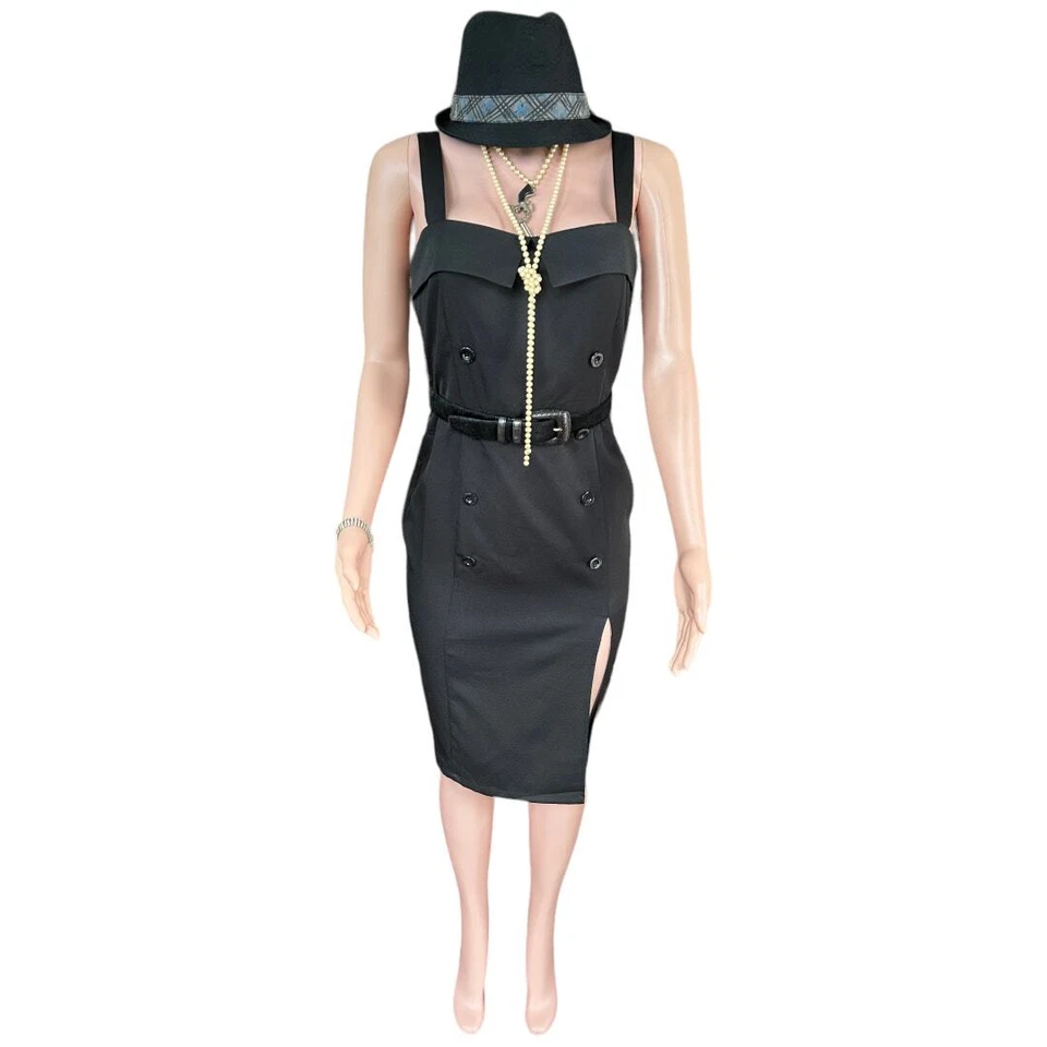 Complete 1920s Gangster Costume: Dress + 6 Accessories - Halloween/Cosplay Med. - Image 3 of 4