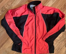 L.L. BEAN Women's Athletic Windbreaker Reflective Gray Jacket Medium Pink Black