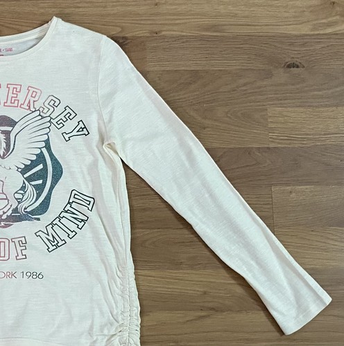 F&F Long Sleeve Top Girls 10-11 Years Ivory Unicorn Crew Neck New Jersey Cotton - Picture 3 of 11