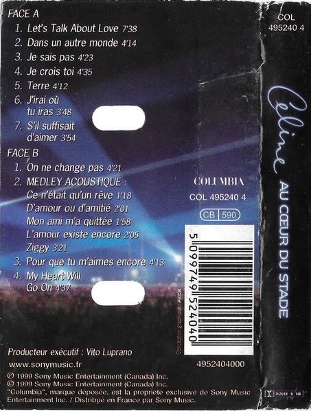 Céline Dion – Au Cœur Du Stade, Original Cassette, Europe Version - Image 2 of 4