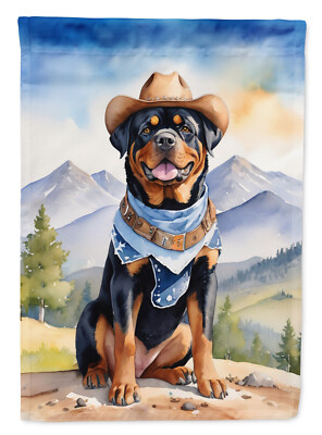 Rottweiler Western Cowboy Welcome Flag Garden Size DAC5971GF