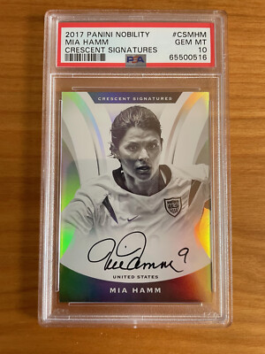 2017 Panini Nobility Mia Hamm Auto USA Ladies Soccer On Card Signs 