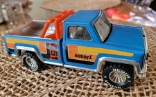 VINTAGE- BUDDY L 451 PICK UP TRUCK- Blue- Metal Orange Rollcage