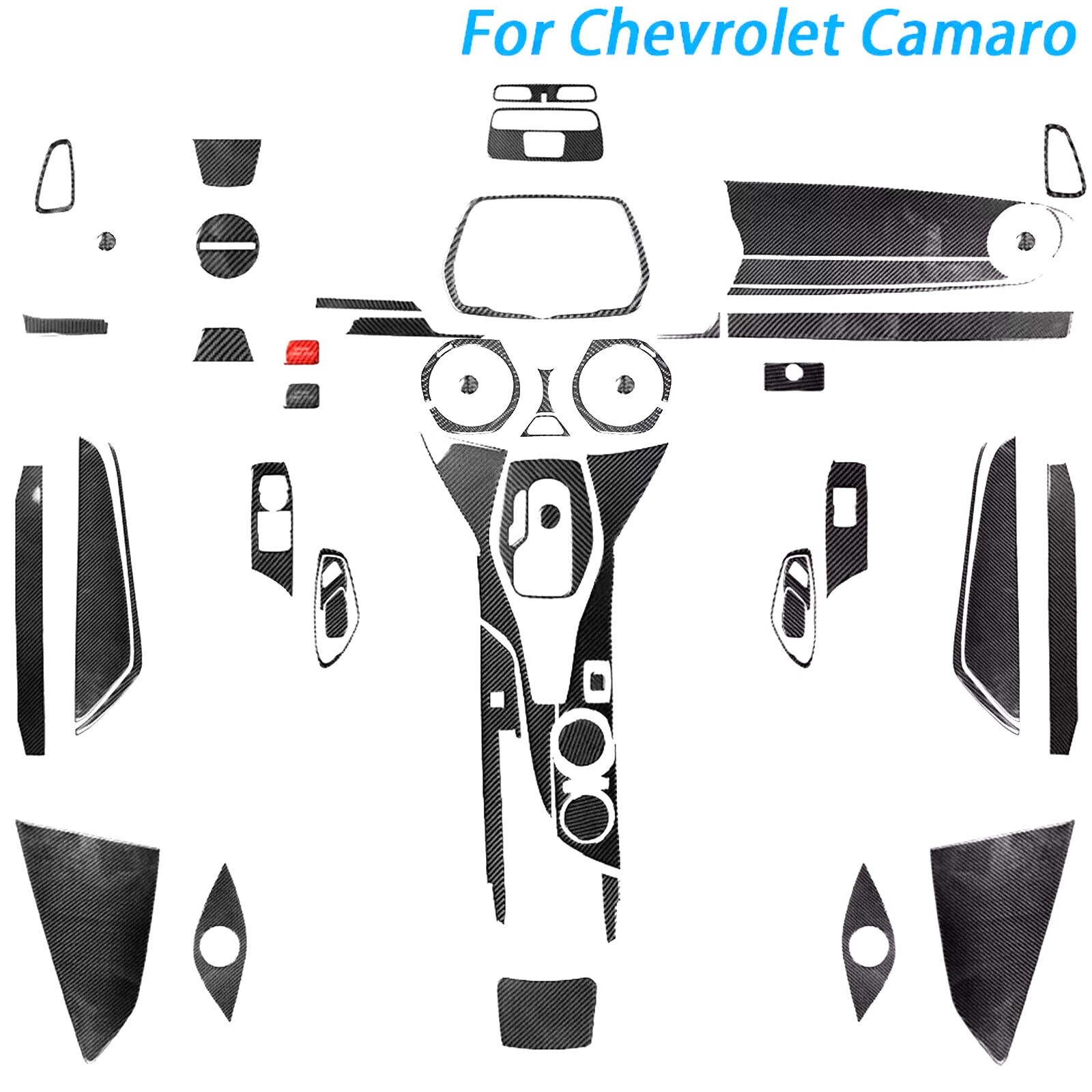 62Pcs Real Carbon Fiber Kits Full Interior Trim Cover For Chevrolet Camaro 16-24