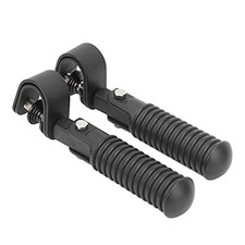 Motorcycle Foot Pegs, 1in Clamp Mount, Foldable Motorbike Rearset BLACK