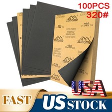 320 Grit Sandpaper 100 Pack Waterproof Abrasive Paper for Metal Wood and Plastic