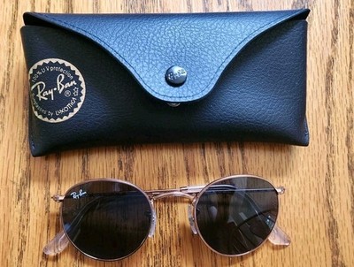 Ray-Ban Round Metal RB3447  47/21/140   Rose Gold Frame / Blue Lenses 