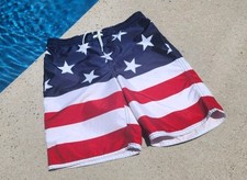 Old Navy Youth XL 14-16 American Flag Swim Trunks Board Shorts Red White Blue