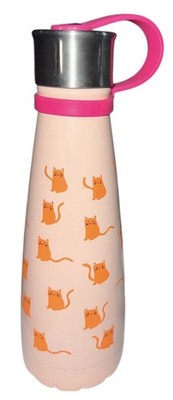 Insulated Beverage Bottle Sip  By S'well Hot Or Cold Use Kitty Cats Pink 15oz