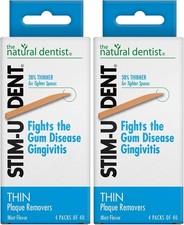 160 Count Pack of 2,The Natural Dentist Stim-U-Dent Plaque Removers,Thin, Mint 1