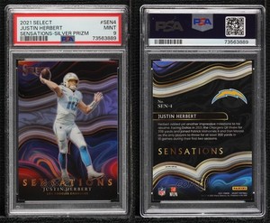 2021 Panini Select Sensations Silver Prizm Justin Herbert #SEN-4 PSA 9 MINT