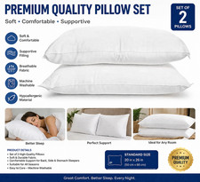 HOTEL Quality 2 Pack White Goose Down Feather Bed Pillows Queen or King Pillow