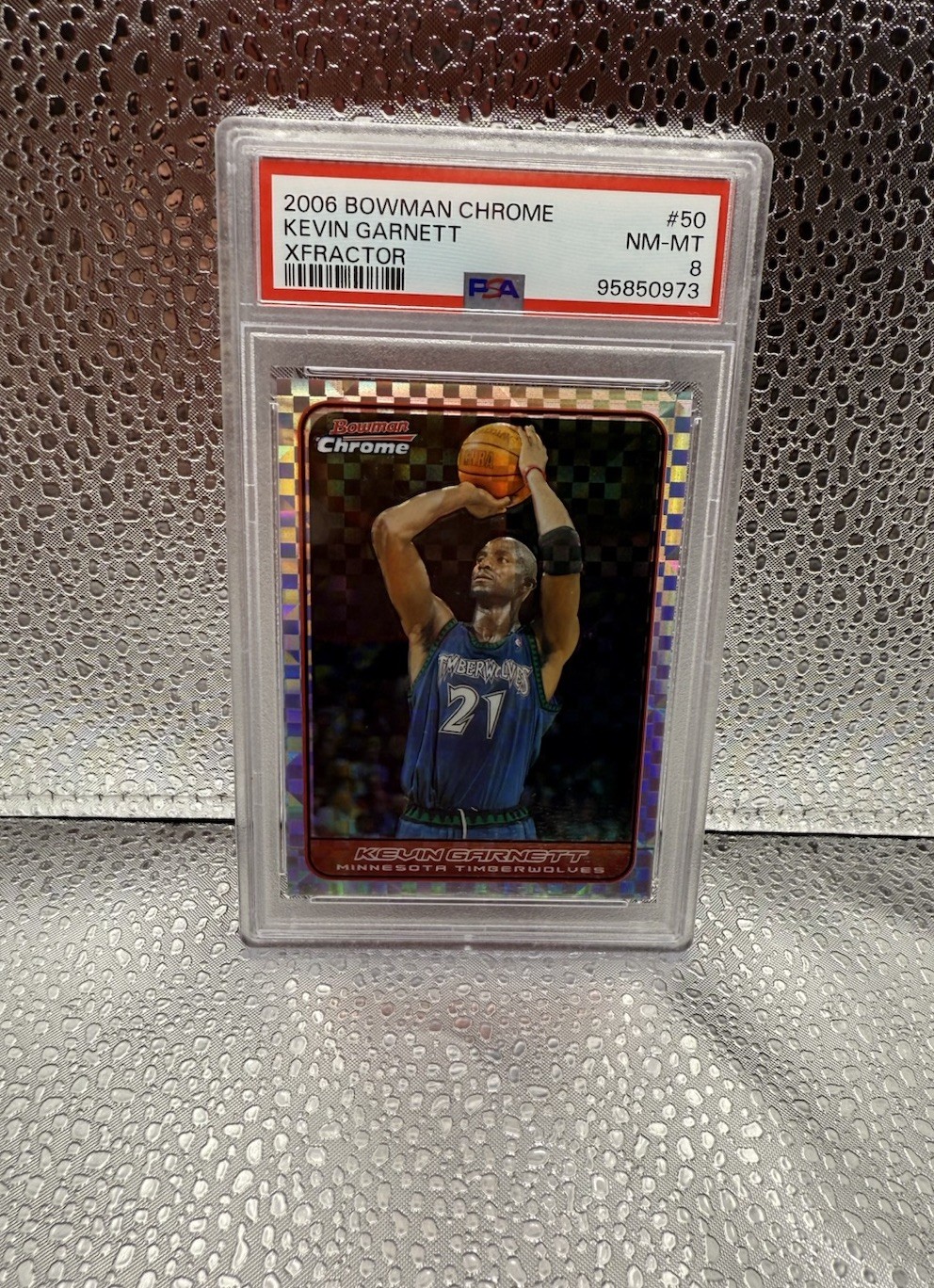 2006-07 Bowman Chrome Base Xfractor #50 Kevin Garnett /150 PSA 8
