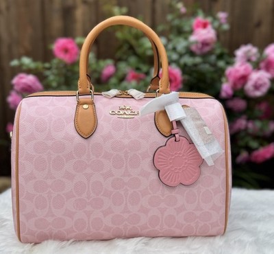 NWT Coach Large Rowan Powder pink Satchel Bag Signature Canvas