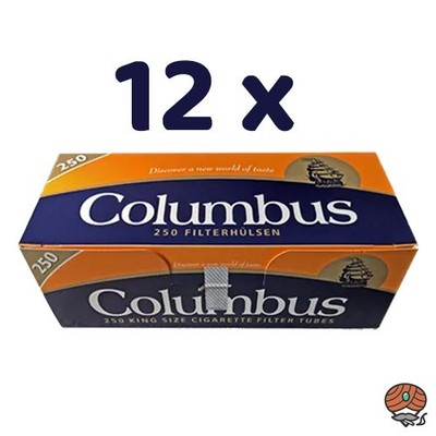 3.000 Columbus King Size Filterhülsen (12 Pack à 250 Stück)