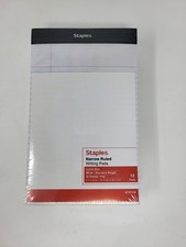 Staples 491461 Notepads 5-Inch x 8-Inch Narrow White 50 Sheets/Pad 12 Pads/PK