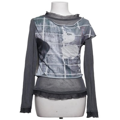La Voila, Top, Größe: 38/40, Grau, Polyamid/Polyester, Karo, Damen #KzY