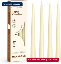 Ivory Taper Candles 10 Inch, 4 Pack Dripless Unscented Candle Sticks, 7 H
