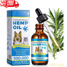 Hemp Oil for Dogs Cats Anxiety, Pain,Stress Calming Drops 100 Organic 60ML