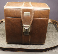 Vintage 70's Camera Case w/ Insert Hard Faux Leather Vinyl Brown Made in Italy