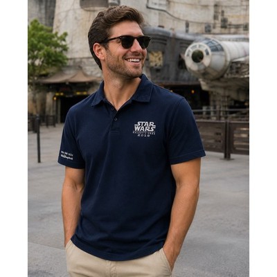 Star Wars Galaxy's Edge 2019 Polo Shirt Disney Parks Bright Suns Mens Small Navy