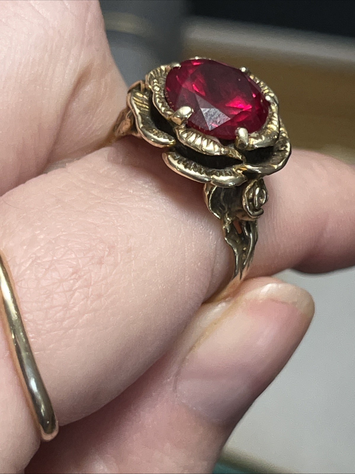 Antique Natural Ruby Rose Ring - image 21